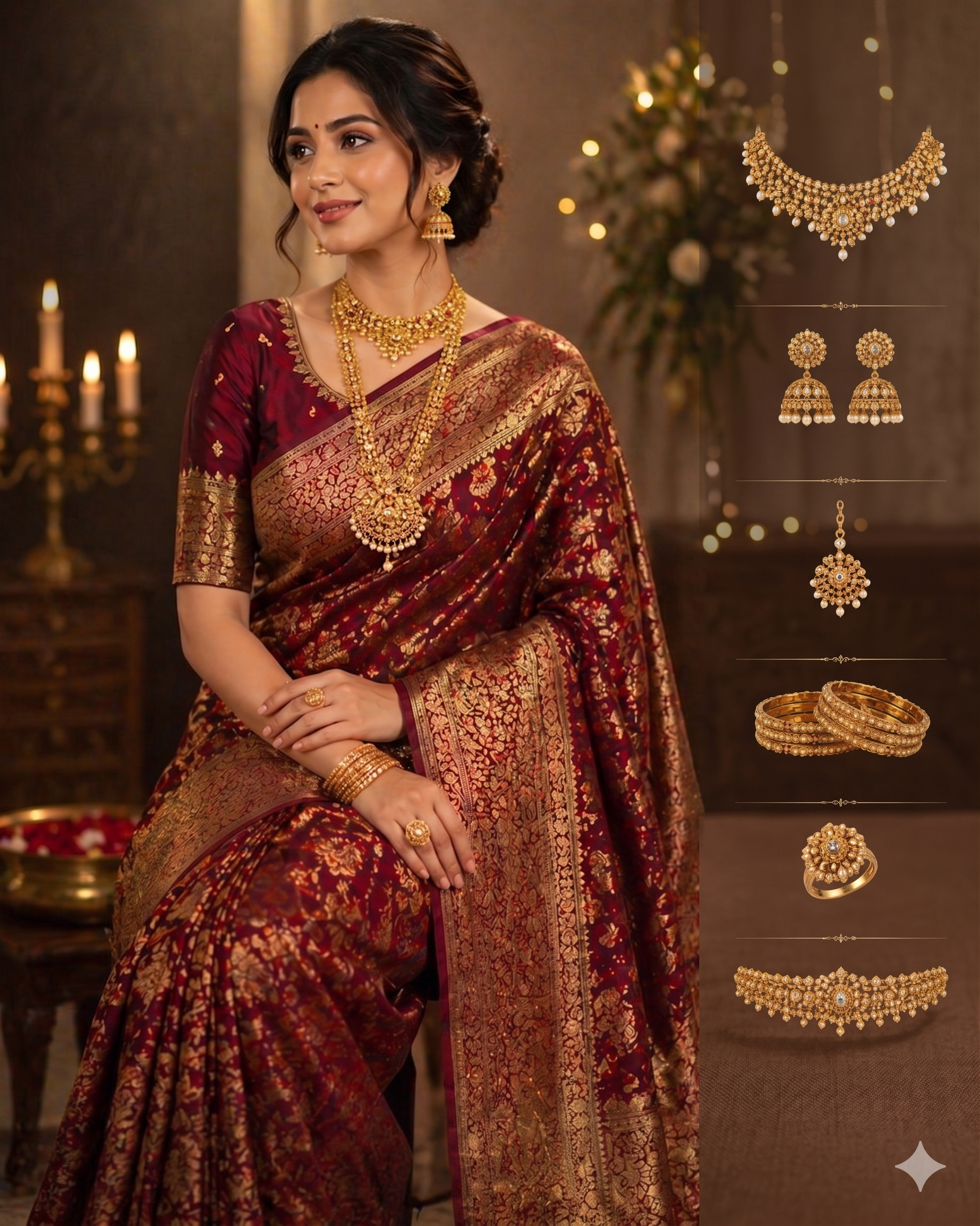 Saree With Jewellery Combo